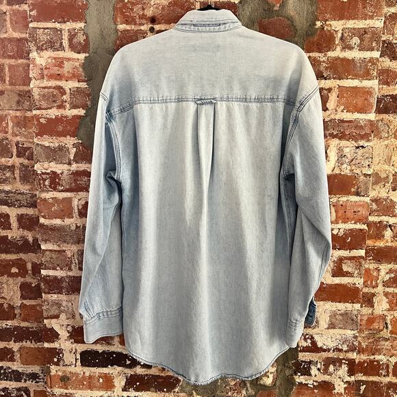 VTG Chaps Ralph Lauren Distressed Men's Denim Shirt M 23x29 - Picture 7 of 7